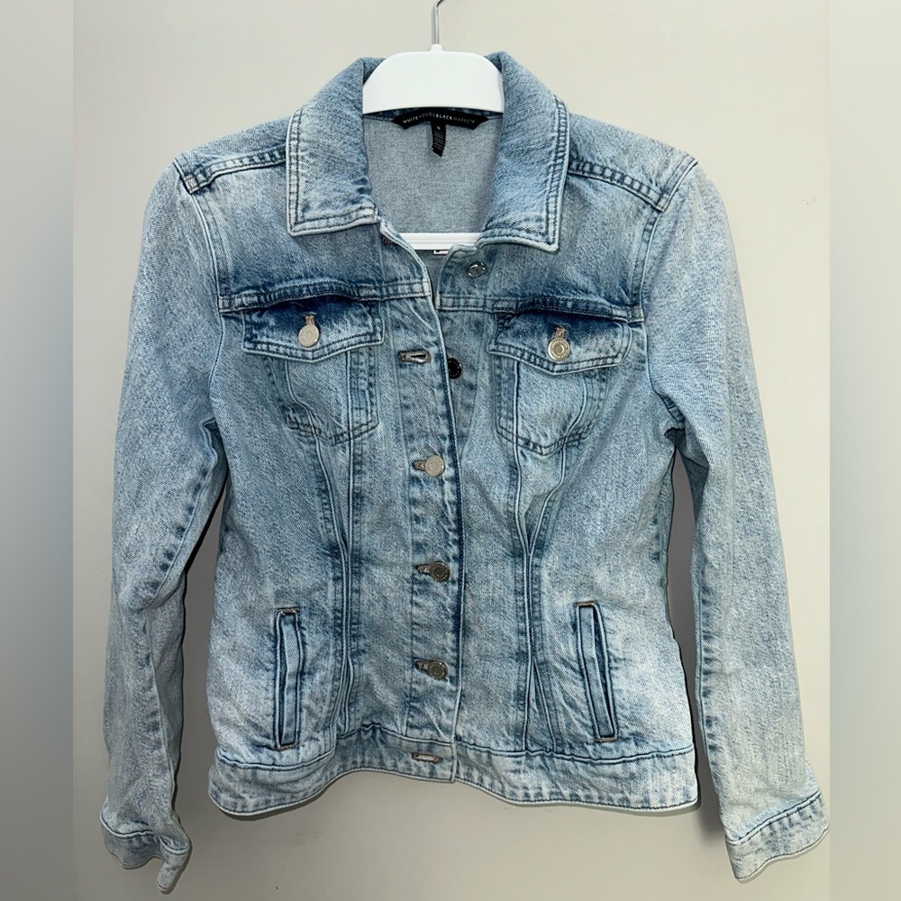 White House Black Market Blue Jean Jacket Cropped Denim